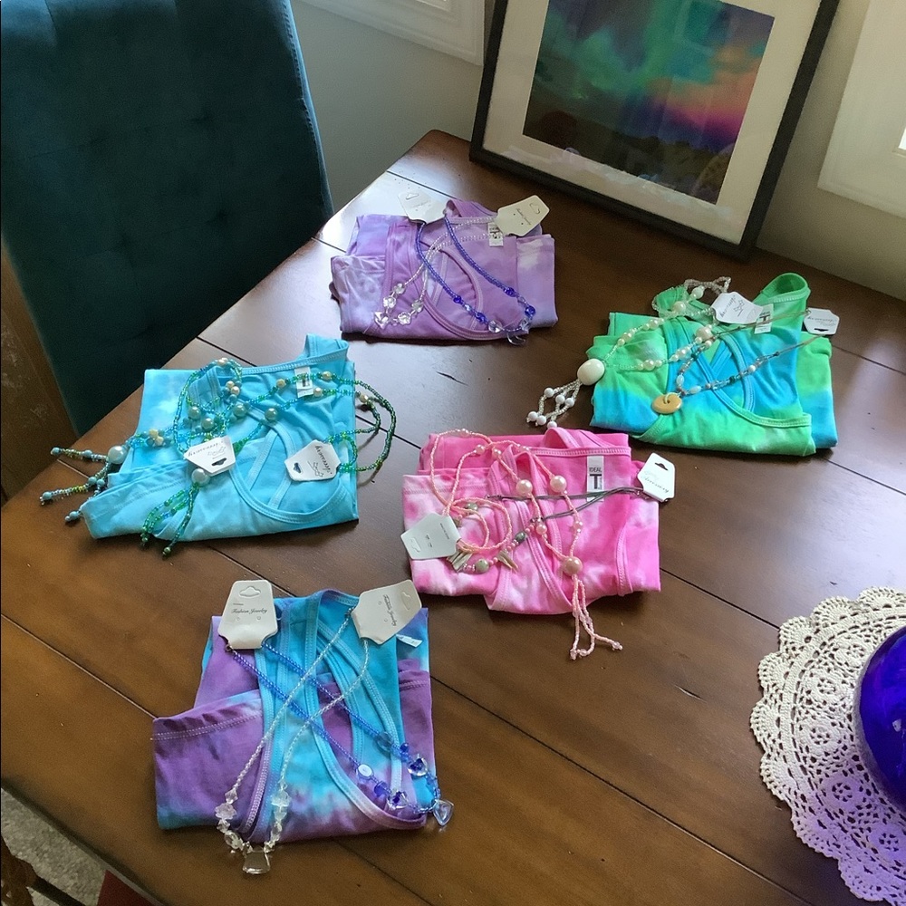 Hand Created Tie-Dye Racerback Tank Tops.
